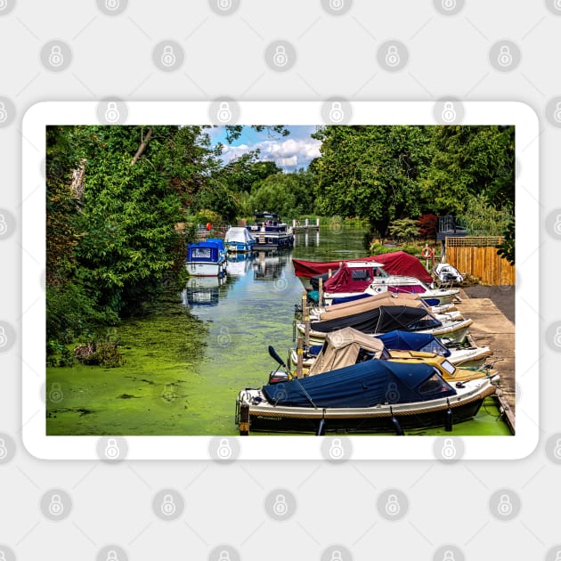 Boats Moored Above Goring Mill Sticker by IanWL